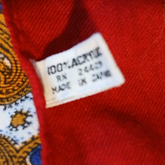 Women's Vintage Large Square Paisley Scarf Wine Black Gold GUC - Picture 4 of 6